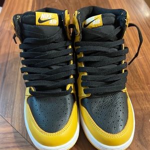 Jordan ones, black and yellow and white